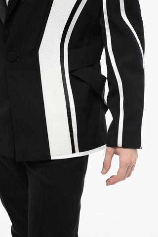 Blazer in Multitessuto con Dettaglio Tape