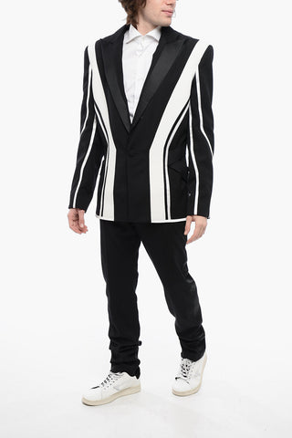 Blazer in Multitessuto con Dettaglio Tape
