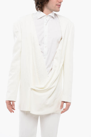 Viscose Wrap Blazer with Monogram Jacquard Details