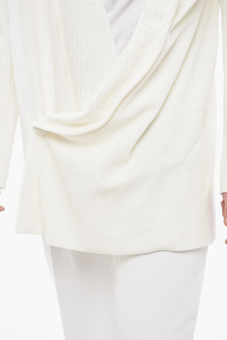 Viscose Wrap Blazer with Monogram Jacquard Details