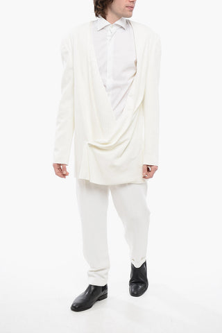 Viscose Wrap Blazer with Monogram Jacquard Details