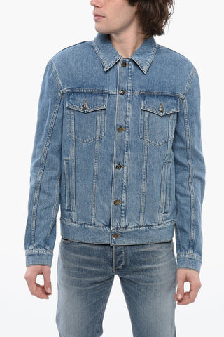 Giubbotto in Denim con Ricamo Posteriore