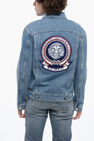 Giubbotto in Denim con Ricamo Posteriore