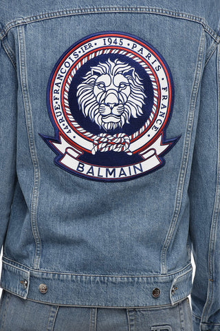 Giubbotto in Denim con Ricamo Posteriore