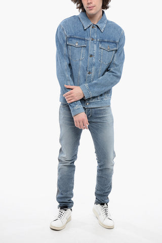 Giubbotto in Denim con Ricamo Posteriore