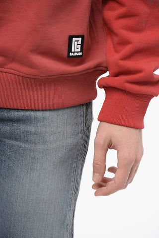 Brushed Cotton Oversized Sweatshirt with Printed Logo