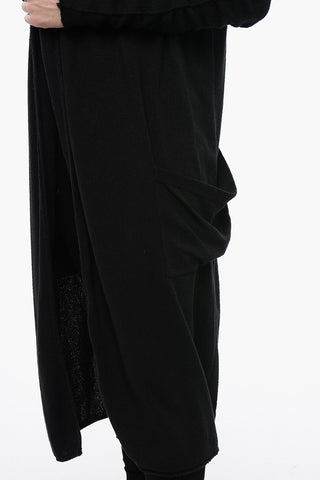 Cotton Blend Long Cardigan with Reverse Stitchings