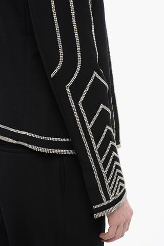 Reverless Wool Blazer with All-Over Rhinestones