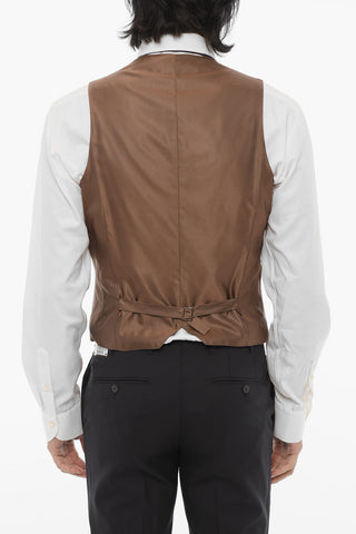 CC COLLECTION Plaid Check Flax Blend Vest