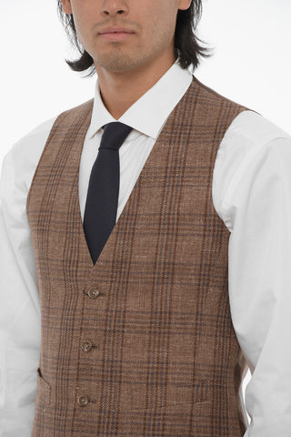 CC COLLECTION Plaid Check Flax Blend Vest