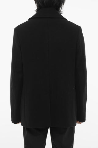 Peacoat in Lana a Tinta Unita con Gancetti in Metallo Logati