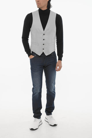 CC COLLECTION Wool Blend Waistcoat with Contrasting Buttons