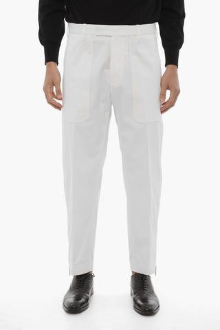 Pantaloni Casual in Cotone Stretch con Zip Alla Caviglia