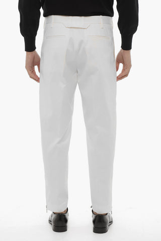 Pantaloni Casual in Cotone Stretch con Zip Alla Caviglia
