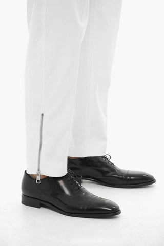 Pantaloni Casual in Cotone Stretch con Zip Alla Caviglia