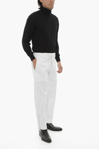 Pantaloni Casual in Cotone Stretch con Zip Alla Caviglia