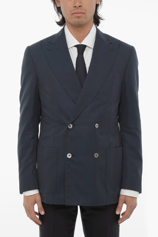 Double-breasted ACADEMY Herringbone Cotton Blazer