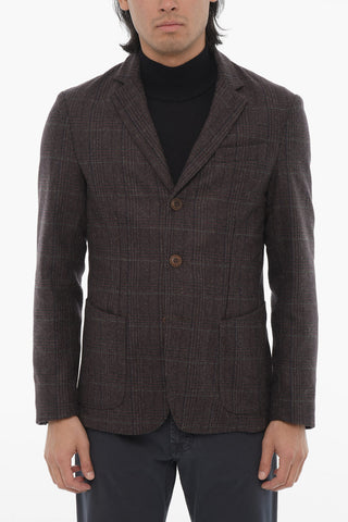 CC COLLECTION Wool-Blend Blazer with District Check Pattern