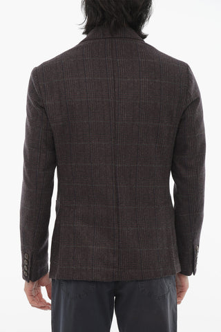 CC COLLECTION Wool-Blend Blazer with District Check Pattern