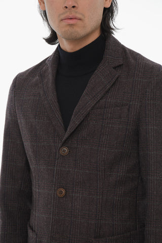 CC COLLECTION Wool-Blend Blazer with District Check Pattern