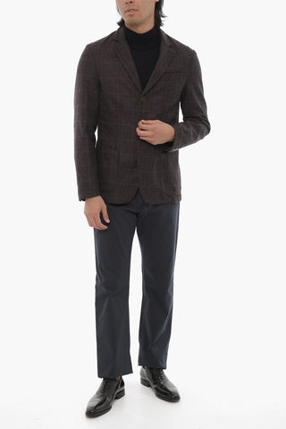 CC COLLECTION Wool-Blend Blazer with District Check Pattern