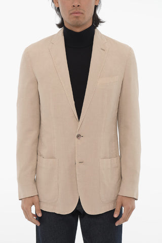 ID Side Vents Notch Lapel Unlined 2-Button Blazer