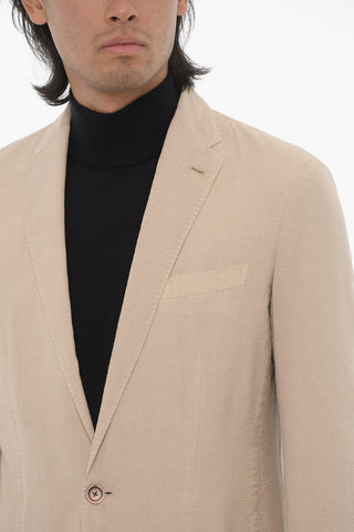 ID Side Vents Notch Lapel Unlined 2-Button Blazer