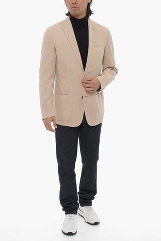 ID Side Vents Notch Lapel Unlined 2-Button Blazer