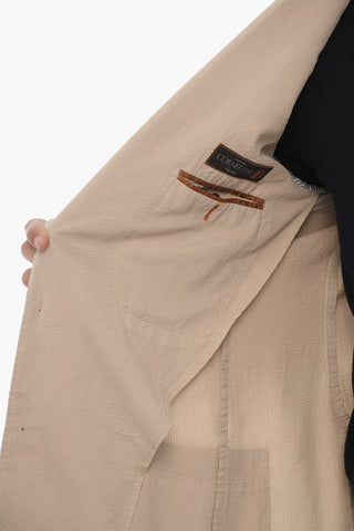 ID Side Vents Notch Lapel Unlined 2-Button Blazer