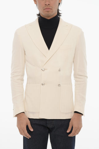 Center Vent Peak Lapel Double Breasted Blazer