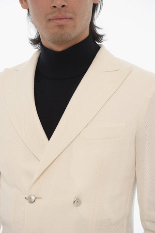 Center Vent Peak Lapel Double Breasted Blazer