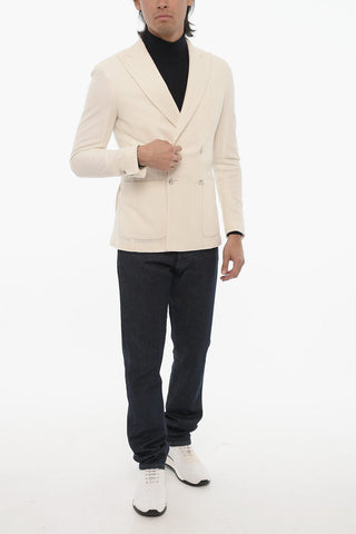 Center Vent Peak Lapel Double Breasted Blazer