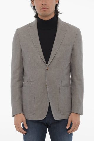 ID Partridge Eye Motif Side Vents Notch Lapel IDENTITY 2-Button Blazer