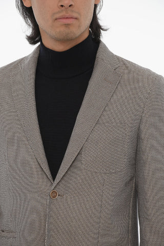 ID Partridge Eye Motif Side Vents Notch Lapel IDENTITY 2-Button Blazer