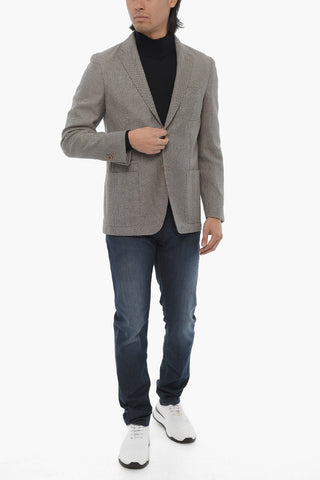 ID Partridge Eye Motif Side Vents Notch Lapel IDENTITY 2-Button Blazer