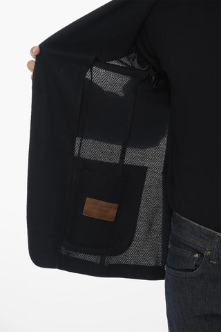 ID Giacca a 2 Bottoni in Cotone Leggero Sfoderata con Tasche a Toppa