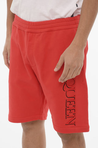 Shorts in Cotone Garzato a Tinta Unita con Logo in Rilievo