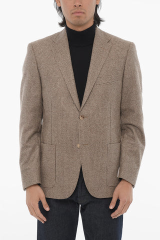 CC COLLECTION Houndstooth Motif Virgin Wool 2-Button Blazer