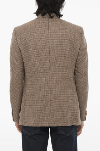 CC COLLECTION Houndstooth Motif Virgin Wool 2-Button Blazer