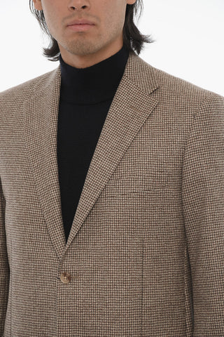 CC COLLECTION Houndstooth Motif Virgin Wool 2-Button Blazer