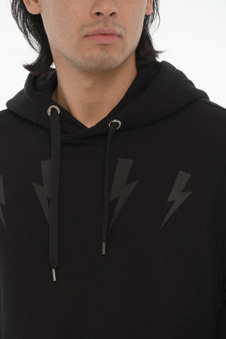 Slim Fit Hoodie with Ton sur Tone Print