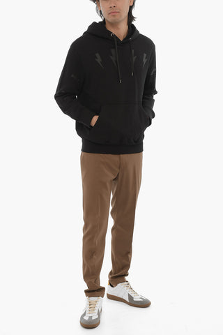 Slim Fit Hoodie with Ton sur Tone Print