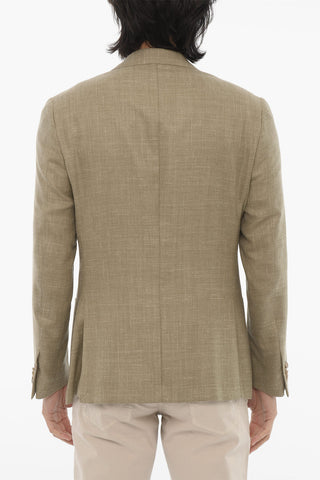 Half-lined GATE Wool Blend Blazer with Herringbone Motif