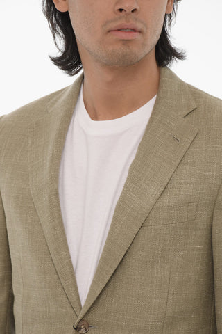 Half-lined GATE Wool Blend Blazer with Herringbone Motif