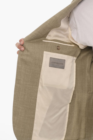 Half-lined GATE Wool Blend Blazer with Herringbone Motif