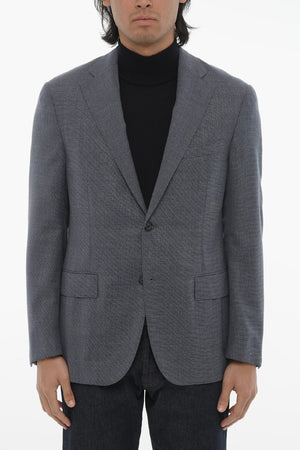 Blazer Monopetto in Lana Vergine con Tasche ad Aletta