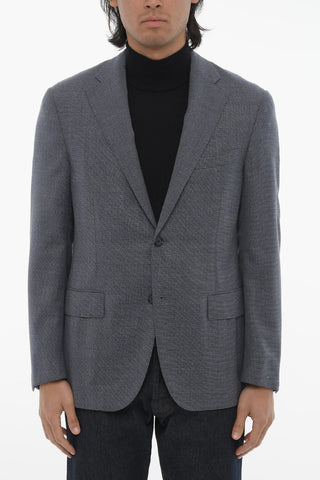 Blazer Monopetto in Lana Vergine con Tasche ad Aletta