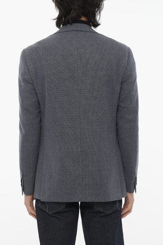 Blazer Monopetto in Lana Vergine con Tasche ad Aletta