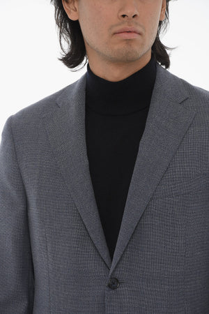 Blazer Monopetto in Lana Vergine con Tasche ad Aletta