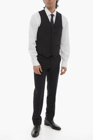 TREND Solid Color Virgin Wool Waistcoat with Jetted Pocket